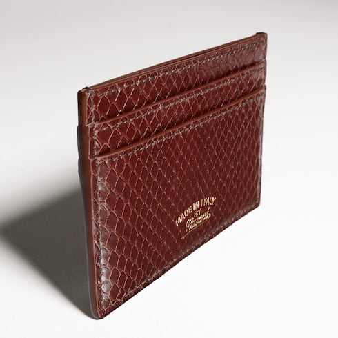 Lira python card case - dark brown