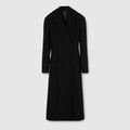 Double-breasted wool coat - black