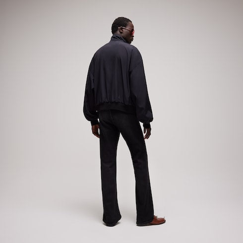 Light cotton acetate faille zip jacket - black