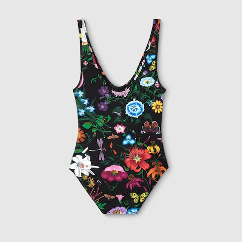 Printed sparkling jersey swimsuit - multicolor