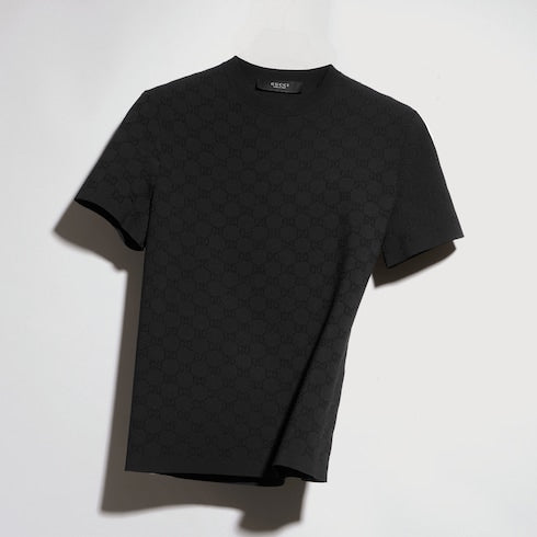 Technical GG fabric jacquard T-shirt - black