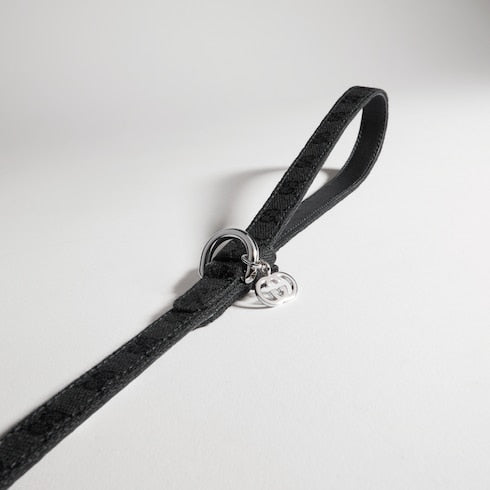 Extra-small pet leash - black GG canvas