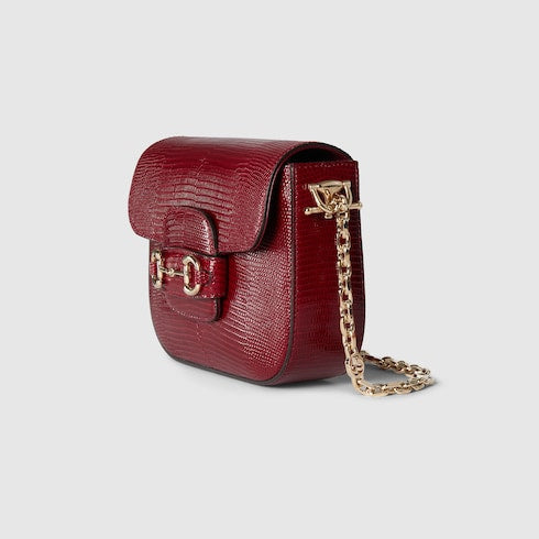 Gucci Horsebit 1955 lizard mini bag - Rosso Ancora red