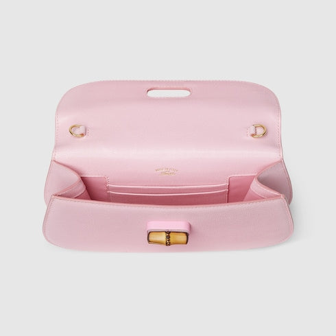 Bamboo clutch - light pink leather