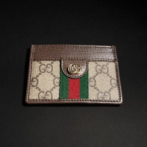 Ophidia card case - beige and brown GG Supreme