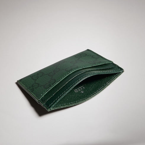 Gucci Essence Classic card case - dark green GG canvas