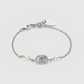 Crystal and pearl bracelet - palladium-toned brass