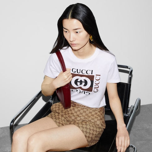 Printed cotton jersey T-shirt - white