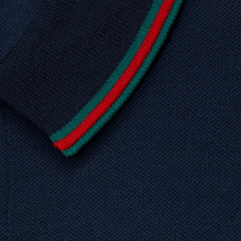 Children's cotton polo top with Web - dark blue