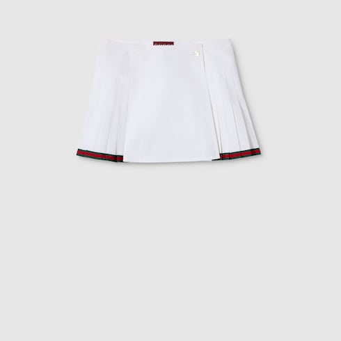 Heavy cotton poplin pleated skirt - white