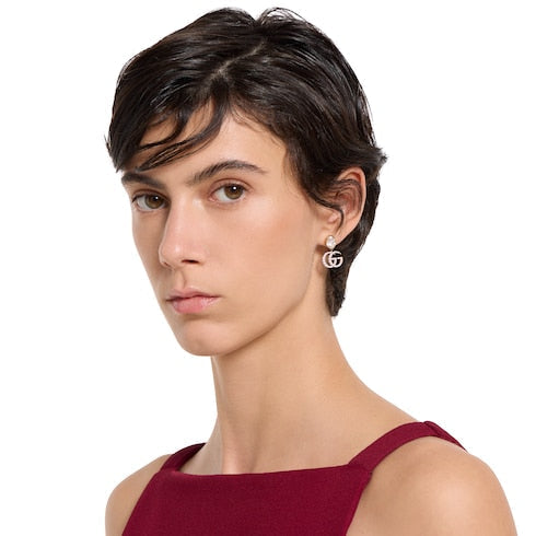 GG Marmont crystal earrings - gold-toned brass