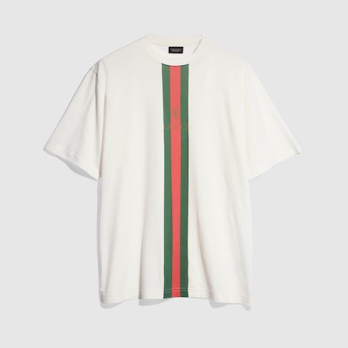 Cotton jersey T-shirt with print - white