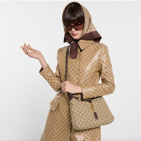 Gucci Jackie 1961 medium shoulder bag - sand and brown GG canvas