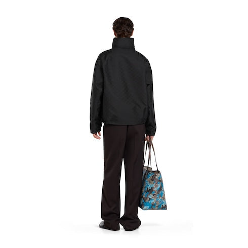 Reversible cotton ripstop zip jacket - black