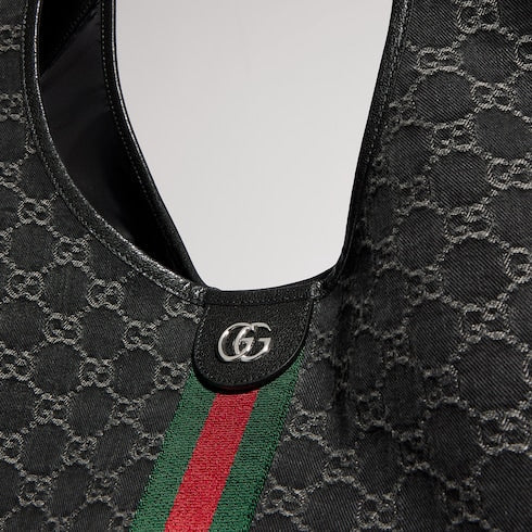 Gucci Giglio large tote bag - black GG denim