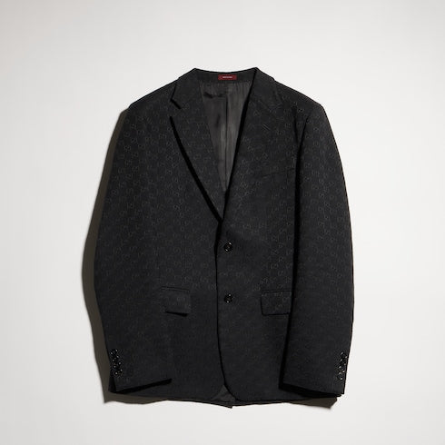 GG cotton blend canvas jacket - black