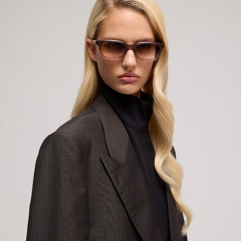 Rectangular-frame sunglasses - brown gradient