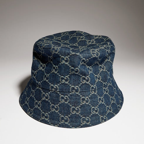 GG cotton denim bucket hat - blue
