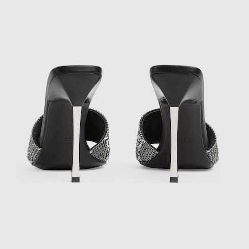 Women's crystal Bombshell slide sandal - black GG crystal