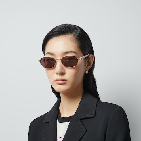 Round-frame sunglasses - rose gold-toned metal
