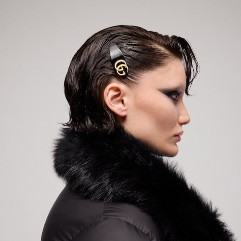 Hair clip with Double G - black resin