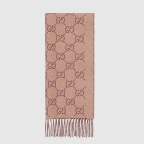 GG cashmere lamé shawl - dark brown and beige