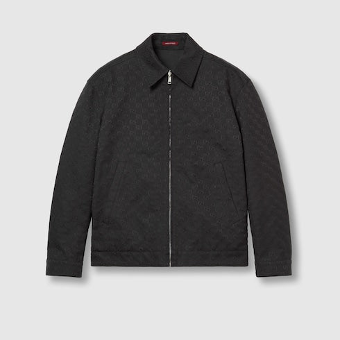 Reversible nylon and GG canvas jacket - black, beige and ebony