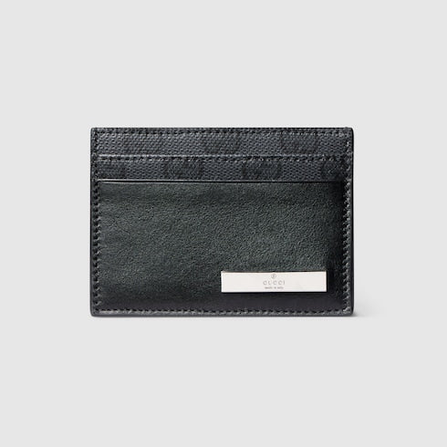 Card case with metal tag - black leather