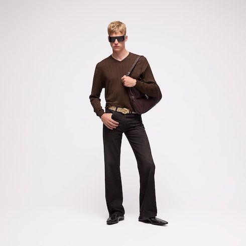 Reversible belt with Interlocking G buckle - sand GG canvas and leather
