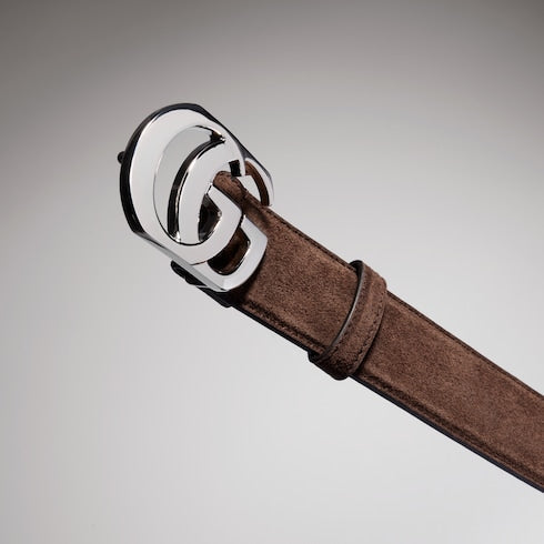 Cut GG Marmont belt - dark brown soft suede