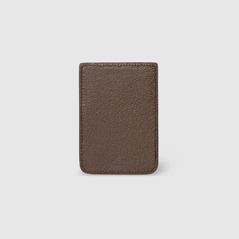 Ophidia magnetic card case - brown leather