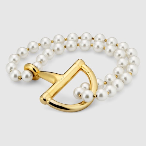 Bracelet with stirrup - gold-toned brass