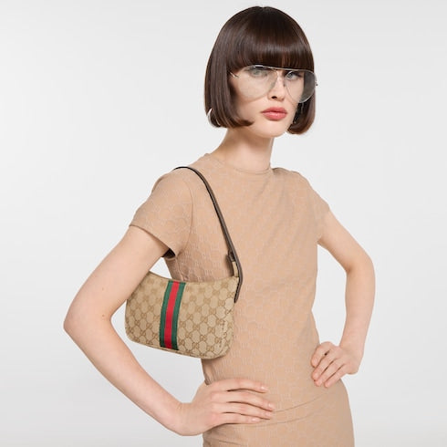 Lunetta small crossbody bag - sand and brown GG canvas