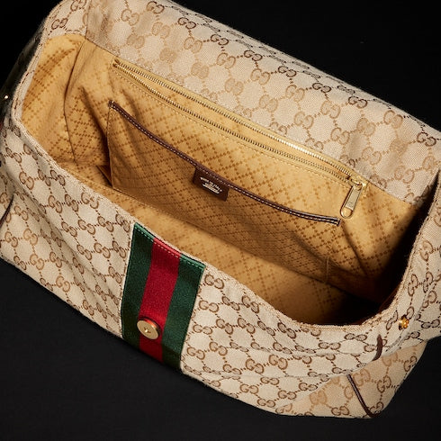 Paparazzo large top handle bag - sand and brown GG canvas