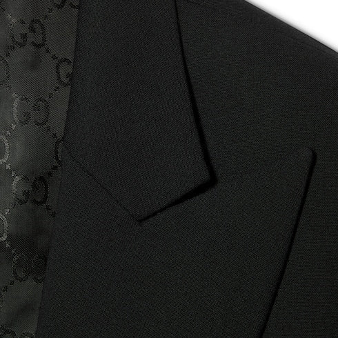 Technical stretch wool jacket - black