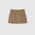 Children's GG canvas skirt - camel and dark brown