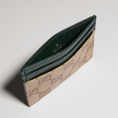 Gucci Essence Classic card case - sand and brown coated GG canvas