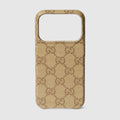 Case for iPhone 17 Pro - sand and brown GG leather