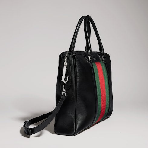 Mega Web Trademark medium briefcase - black leather