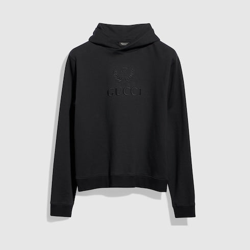 Cashmere jersey sweatshirt with embroidery - black