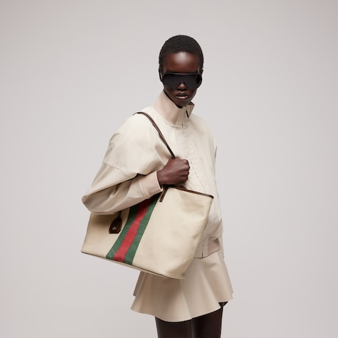 Gucci Tribeca large tote bag with charm - natural canvas