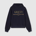 Cashmere blend sweatshirt with print - dark blue