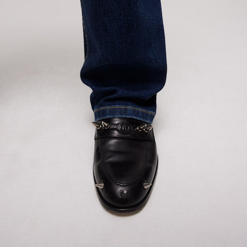 Men's studded loafer - black leather