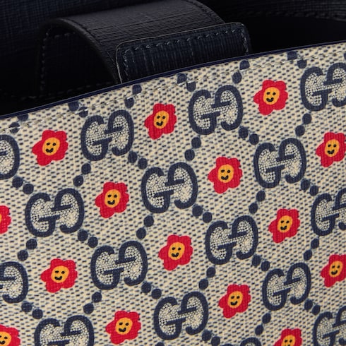 Children's printed GG bucket bag - beige and blue GG Supreme