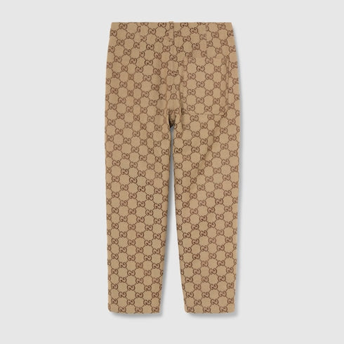 Children's GG canvas pant - camel and dark brown