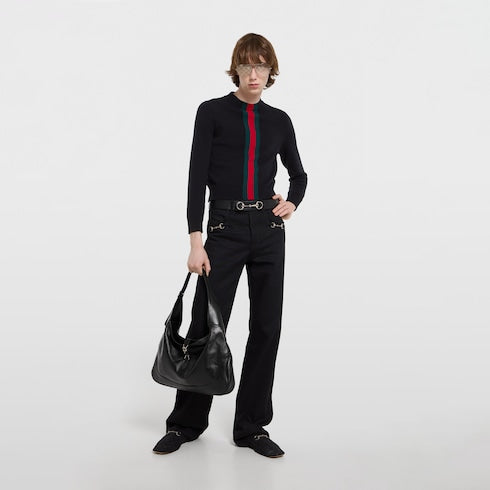Gucci Jackie 1961 large crossbody bag - black hand-treated leather