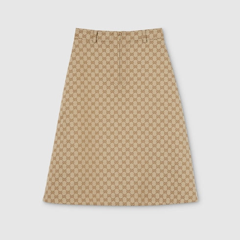 GG cotton canvas fabric skirt - sand