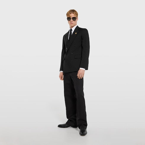 Double-breasted GG wool jacket - black