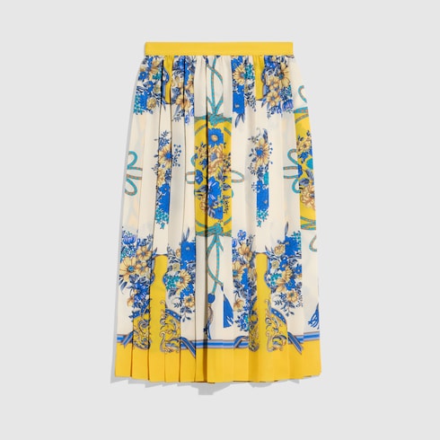 Printed silk midi skirt - multicolor