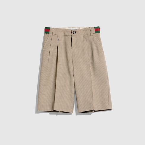 Children's chevron wool shorts - brown and cream